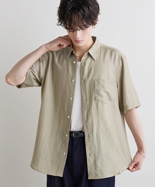 ASTRONOMY(アストロノミー)の「Buyer's Select /【接触冷感】リネン混半袖レギュラーカラーシャツ(シャツ/ブラウス・メンズ・グレー/カーキ/ブラック/ブラウン・L/M/XL)」の17枚目の写真