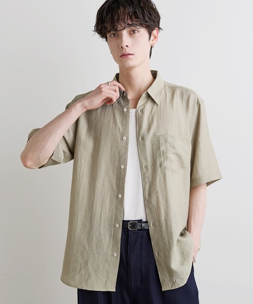 ASTRONOMY(アストロノミー)の「Buyer's Select /【接触冷感】リネン混半袖レギュラーカラーシャツ(シャツ/ブラウス・メンズ・グレー/カーキ/ブラック/ブラウン・L/M/XL)」の19枚目の写真