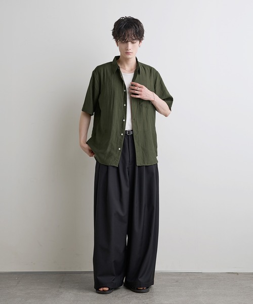 ASTRONOMY(アストロノミー)の「Buyer's Select /【接触冷感】リネン混半袖レギュラーカラーシャツ(シャツ/ブラウス・メンズ・グレー/カーキ/ブラック/ブラウン・L/M/XL)」の6枚目の写真