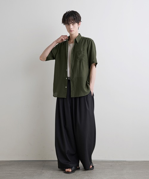 ASTRONOMY(アストロノミー)の「Buyer's Select /【接触冷感】リネン混半袖レギュラーカラーシャツ(シャツ/ブラウス・メンズ・グレー/カーキ/ブラック/ブラウン・L/M/XL)」の7枚目の写真