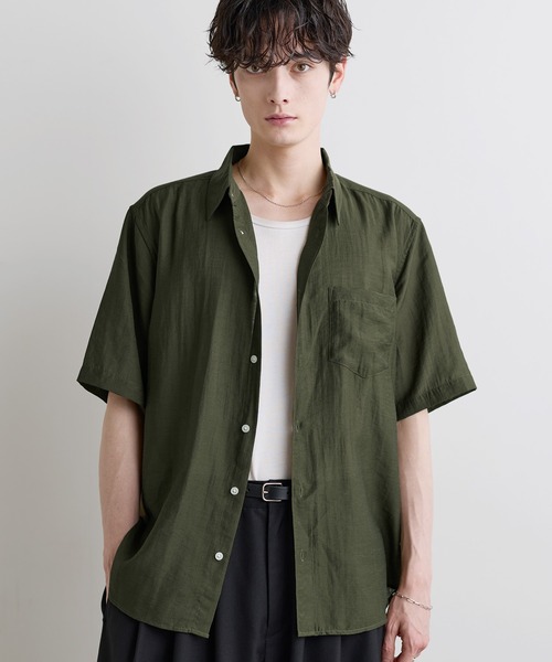 ASTRONOMY(アストロノミー)の「Buyer's Select /【接触冷感】リネン混半袖レギュラーカラーシャツ(シャツ/ブラウス・メンズ・グレー/カーキ/ブラック/ブラウン・L/M/XL)」の5枚目の写真