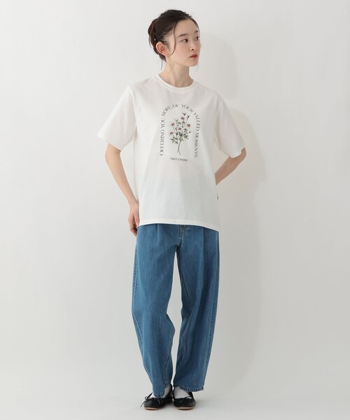 Afternoon Tea(アフタヌーンティー)の「フラワープリントTシャツ/デイジー(Tシャツ/カットソー・レディース・オフホワイト/ダークブラウン・MEDIUM)」の8枚目の写真