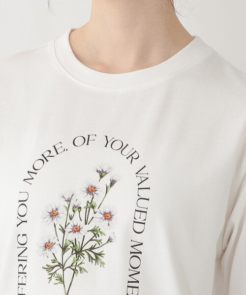 Afternoon Tea(アフタヌーンティー)の「フラワープリントTシャツ/デイジー(Tシャツ/カットソー・レディース・オフホワイト/ダークブラウン・MEDIUM)」の7枚目の写真
