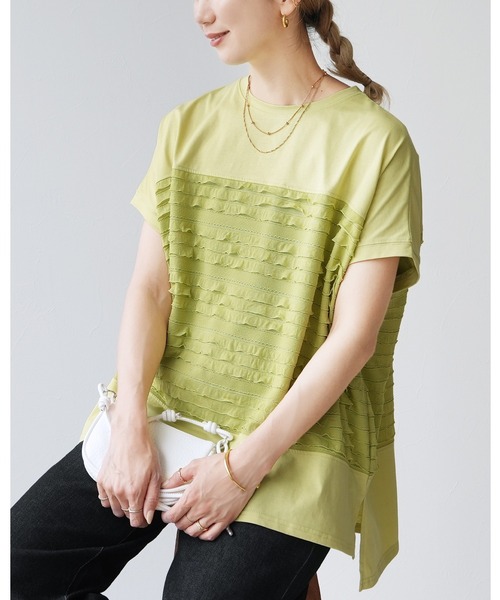 reca（レカ）の「フリル切り替えワイドプルオーバー（Tシャツ/カットソー・レディース・オフホワイト/ブラック/グリーン系その他・FREE）」の3枚目の写真