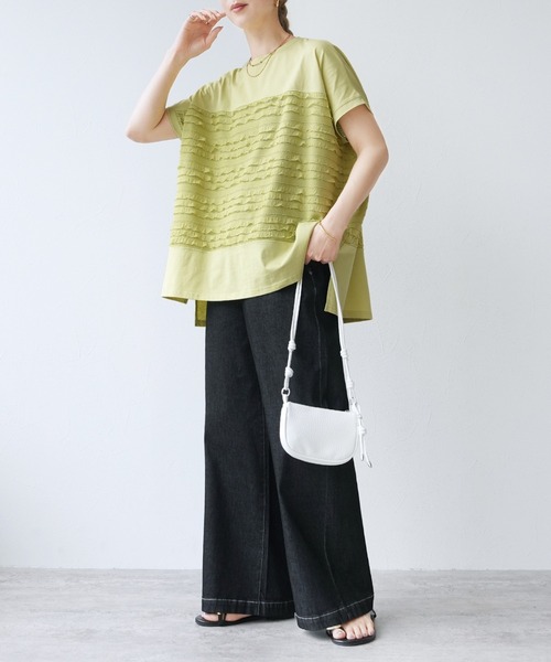 reca（レカ）の「フリル切り替えワイドプルオーバー（Tシャツ/カットソー・レディース・オフホワイト/ブラック/グリーン系その他・FREE）」の15枚目の写真