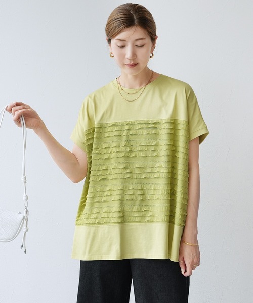 reca（レカ）の「フリル切り替えワイドプルオーバー（Tシャツ/カットソー・レディース・オフホワイト/ブラック/グリーン系その他・FREE）」の16枚目の写真
