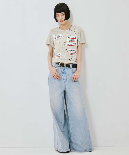 STUDIOUS(ステュディオス)の「【STUDIOUS/ステュディオス】Bleached Baggy Jeans/ブリーチバギージーンズ/ウォッシャブル/くびれ効果/サイズ調整可(デニムパンツ・レディース・ダークインディゴブルー/ブラック・1/2)」の11枚目の写真