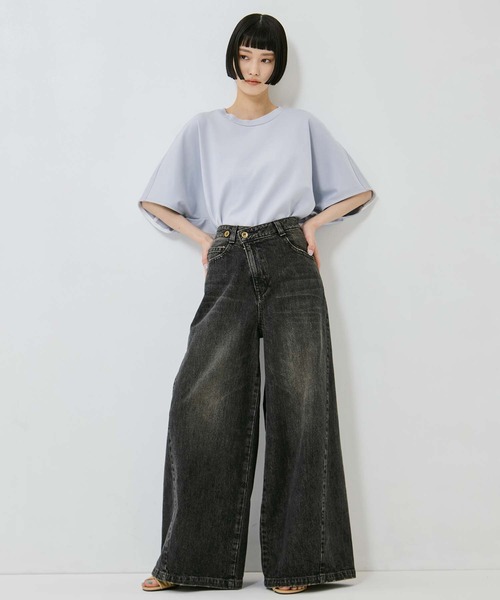 STUDIOUS(ステュディオス)の「【STUDIOUS/ステュディオス】Bleached Baggy Jeans/ブリーチバギージーンズ/ウォッシャブル/くびれ効果/サイズ調整可(デニムパンツ・レディース・ダークインディゴブルー/ブラック・1/2)」の21枚目の写真
