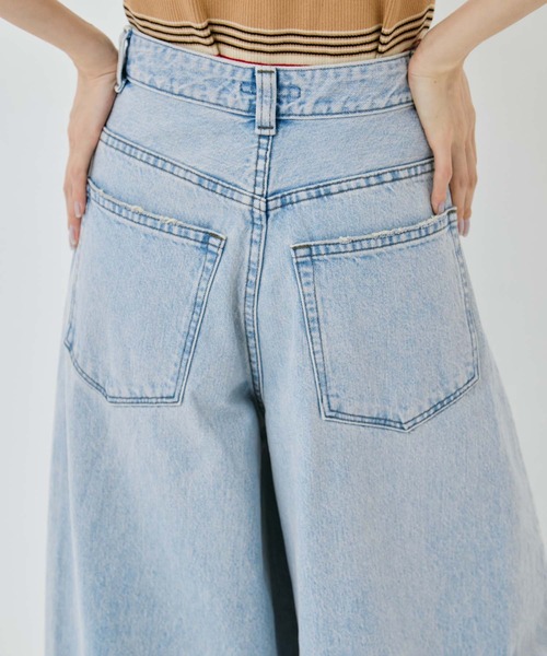 STUDIOUS(ステュディオス)の「【STUDIOUS/ステュディオス】Bleached Baggy Jeans/ブリーチバギージーンズ/ウォッシャブル/くびれ効果/サイズ調整可(デニムパンツ・レディース・ダークインディゴブルー/ブラック・1/2)」の20枚目の写真