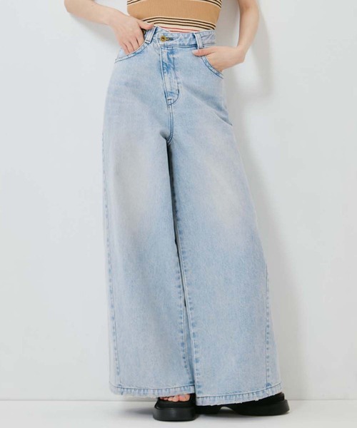 STUDIOUS(ステュディオス)の「【STUDIOUS/ステュディオス】Bleached Baggy Jeans/ブリーチバギージーンズ/ウォッシャブル/くびれ効果/サイズ調整可(デニムパンツ・レディース・ダークインディゴブルー/ブラック・1/2)」の12枚目の写真
