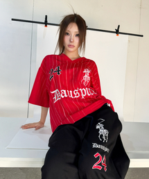 DAUSPICE（ディーオスピス）の「BB STRIPE FOOTBALL JERSEY Red（Tシャツ/カットソー）」