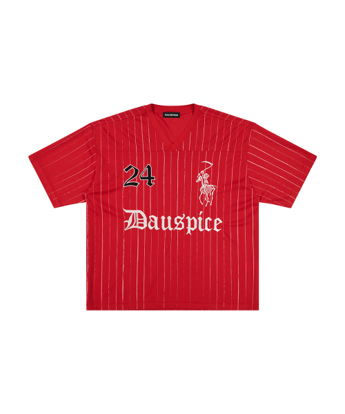 DAUSPICE(ディーオスピス)の「BB STRIPE FOOTBALL JERSEY Red(Tシャツ/カットソー・レディース・レッド・MEDIUM/LARGE)」の2枚目の写真