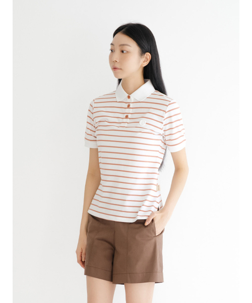 NITINA(ニティナ)の「ストライプカラーTシャツ BC/ST(Tシャツ/カットソー・レディース・レンガ・SMALL/MEDIUM)」の3枚目の写真