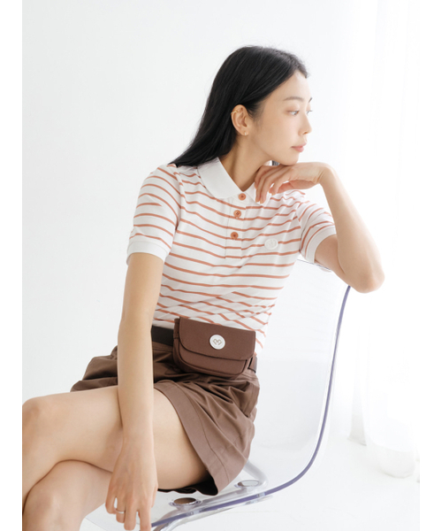 NITINA(ニティナ)の「ストライプカラーTシャツ BC/ST(Tシャツ/カットソー・レディース・レンガ・SMALL/MEDIUM)」の6枚目の写真