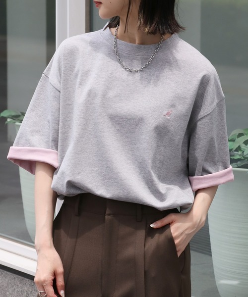 KANGOL(カンゴール)の「【KANGOL/カンゴール】別注 ワンポイント刺繍 配色 半袖Tシャツ(Tシャツ/カットソー・メンズ・ライトグレー/ブラック/ネイビー/グレー・M/L)」の3枚目の写真