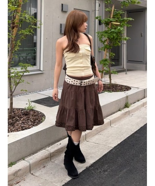 LAGUA GEM(ラグアジェム)の「FRILL MIDI スカート(スカート・レディース・ターコイズブルー/ブラウン/ホワイト・SMALL/MEDIUM)」の17枚目の写真