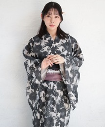 Ruwan yu（ルワンユー）の「2WAYオーガンジーフラワージャガード浴衣3点セット（キャミワンピース・羽織り・作り帯）【大きいサイズ対応】（浴衣）」