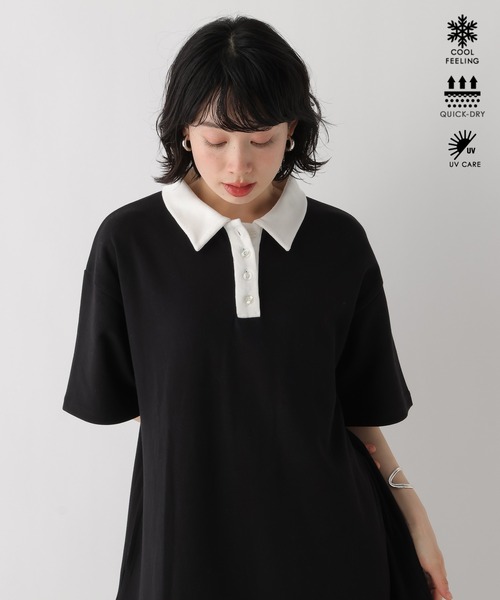 BAYFLOW（ベイフロー）の「[WEB限定]機能性ポンチポロカットワンピース（ワンピース・レディース・その他/ブラック/杢グレー/ブラウン・SMALL/MEDIUM）」の4枚目の写真