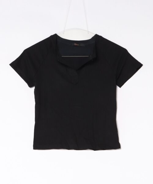 Ritzy(リッツィー)の「ヘンリーネック 半袖 T シャツ(Tシャツ/カットソー・レディース・グレー/ブラック・M/S/L)」の12枚目の写真