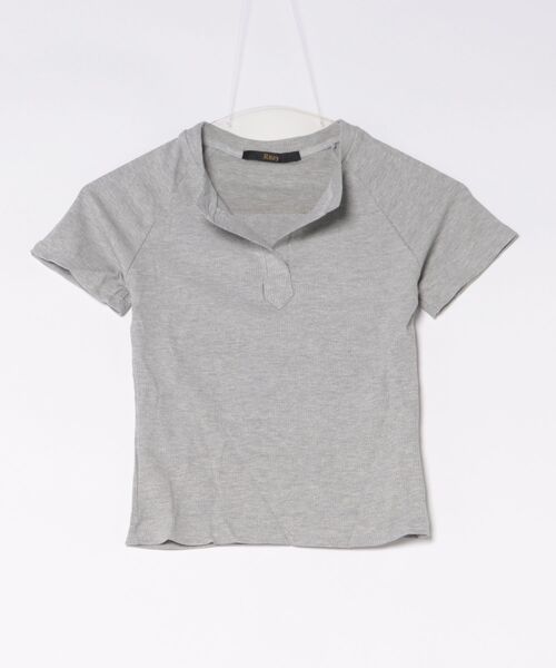 Ritzy(リッツィー)の「ヘンリーネック 半袖 T シャツ(Tシャツ/カットソー・レディース・グレー/ブラック・M/S/L)」の13枚目の写真