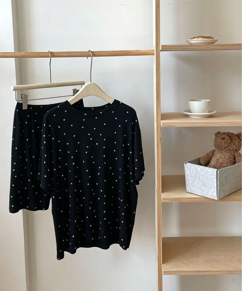 セール】4 色展開 水玉 パジャマセット 半袖ショートパンツ モダール