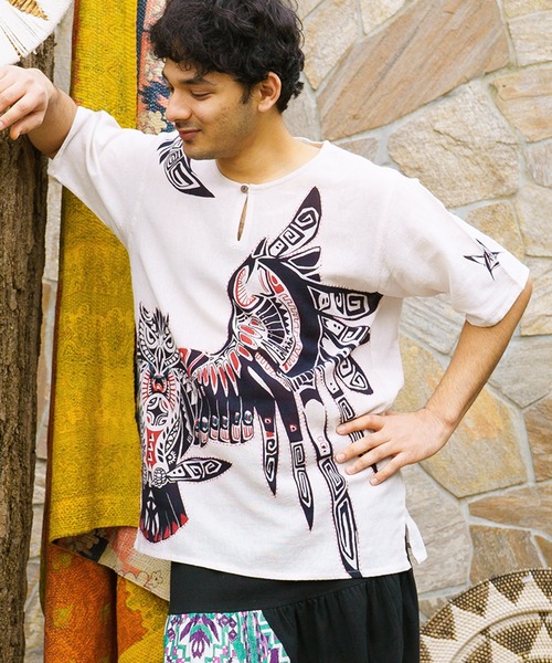チャイハネ(チャイハネ)の「【チャイハネ】Amina×洋輔 カシアウMEN'Sトップス(その他トップス・メンズ・ブルー/ホワイト・FREE)」の1枚目の写真