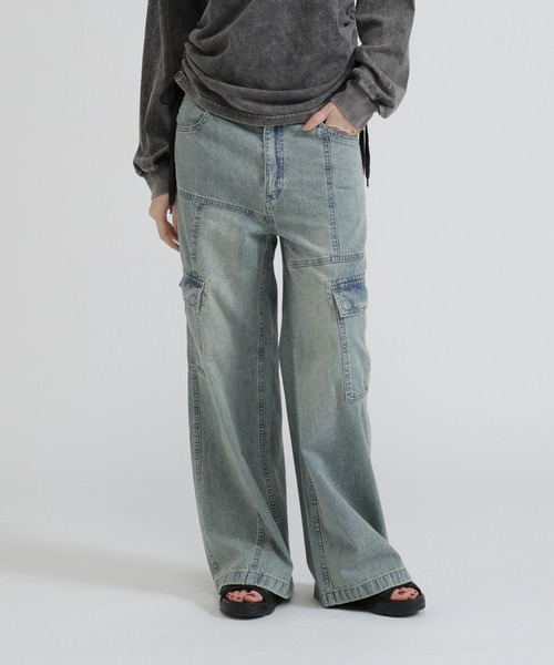 AVIREX(アヴィレックス)の「PANEL CARGO DENIM PANTS(デニムパンツ・レディース・ブラック/インディゴブルー/ブルー系その他・S/M)」の4枚目の写真
