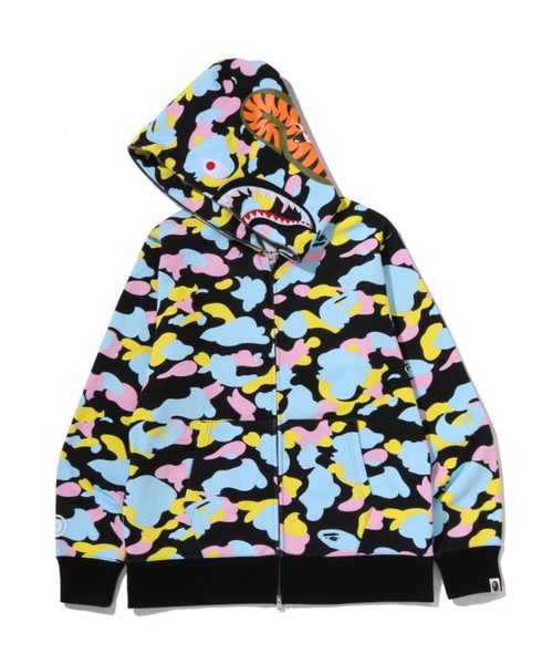 A BATHING APE（アベイシングエイプ）の「NEW MULTI CAMO SHARK FULL ZIP HOODIE（パーカー・メンズ・ブラック/ホワイト・X-LARGE/LARGE/MEDIUM/XX-LARGE/SMALL/XXX-LARGE）」の4枚目の写真