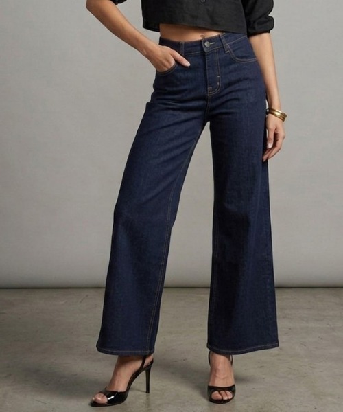 London Denim（ロンドンデニム）の「Hampton Wide Leg Jean/ハンプトン ワイド バギーパンツ（デニムパンツ・レディース・ネイビー/ブルー・S/M）」の2枚目の写真