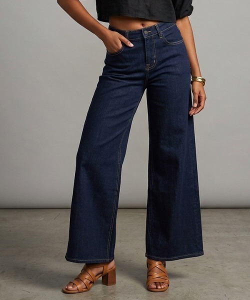 London Denim（ロンドンデニム）の「Hampton Wide Leg Jean/ハンプトン ワイド バギーパンツ（デニムパンツ・レディース・ネイビー/ブルー・S/M）」の6枚目の写真