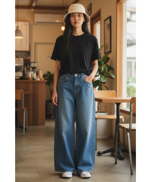 London Denim(ロンドンデニム)の「Hampton Wide Leg Jean/ハンプトン ワイド バギーパンツ(デニムパンツ・レディース・ネイビー/ブルー・S/M)」の18枚目の写真