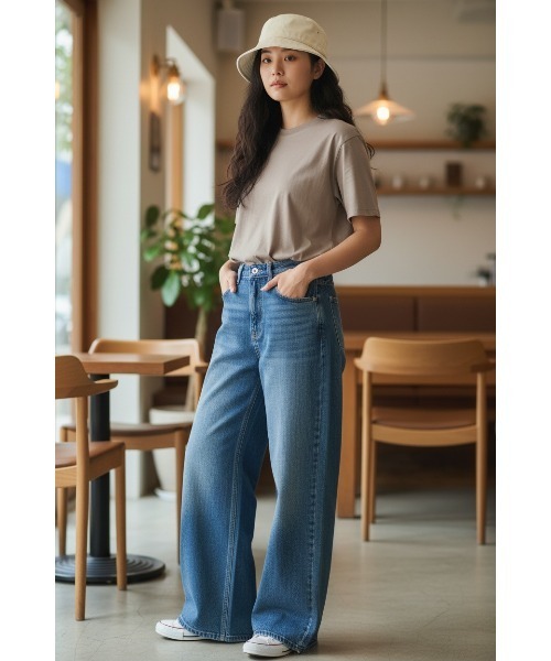 London Denim(ロンドンデニム)の「Hampton Wide Leg Jean/ハンプトン ワイド バギーパンツ(デニムパンツ・レディース・ネイビー/ブルー・S/M)」の17枚目の写真