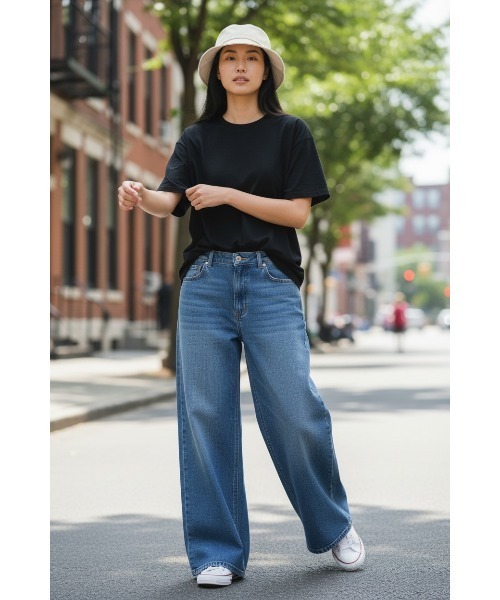London Denim(ロンドンデニム)の「Hampton Wide Leg Jean/ハンプトン ワイド バギーパンツ(デニムパンツ・レディース・ネイビー/ブルー・S/M)」の16枚目の写真