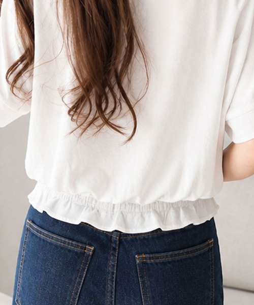 Amulet(アミュレット)の「自然にスタイルアップ見えするシルエット ウエストシャーリングVネックカットソー(Tシャツ/カットソー・レディース・レッド/グリーン/キャメル/ホワイト/ブラック/グレー/ネイビー/ベージュ・FREE)」の17枚目の写真