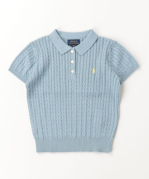 POLO RALPH LAUREN CHILDRENSWEAR(ポロ ラルフ ローレン チルドレンズウェア)の「ミニケーブル コットン ポロ セーター(ニット/セーター・キッズ・ブルー・L/M/S/XL)」の1枚目の写真