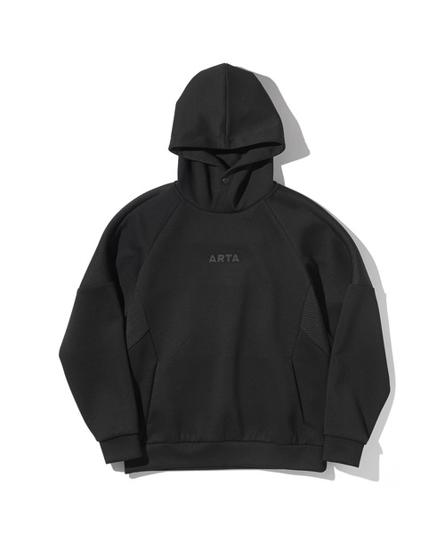 ARTA MECHANICS(エーアールティーエーメカニクス)の「ARTA TRAINING WEAR AIR KNIT PULLOVER HOODIE(エーアールティーエー トレーニング ウェア エア ニット プルオーバー フーディ)(パーカー・メンズ・ブラック・M/L/XL)」の2枚目の写真