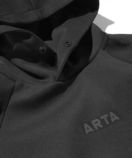 ARTA MECHANICS(エーアールティーエーメカニクス)の「ARTA TRAINING WEAR AIR KNIT PULLOVER HOODIE(エーアールティーエー トレーニング ウェア エア ニット プルオーバー フーディ)(パーカー・メンズ・ブラック・M/L/XL)」の4枚目の写真