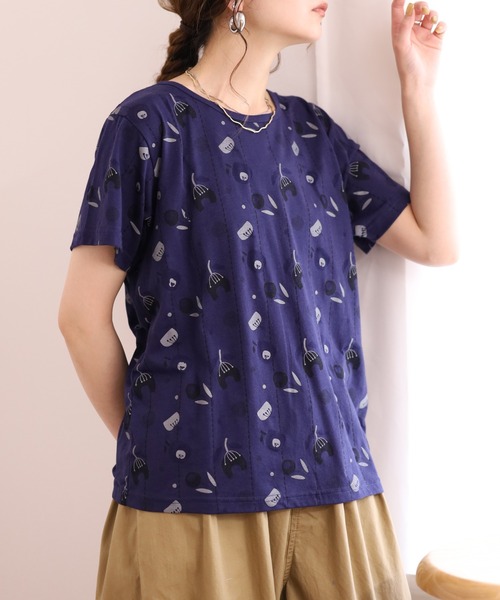 Emago（イマゴ）の「EMAGO 花ｵﾊﾟｰﾙﾌﾟﾘﾝﾄﾚｷﾞｭﾗｰT 半袖（Tシャツ/カットソー・レディース・ホワイト・FREE）」の12枚目の写真