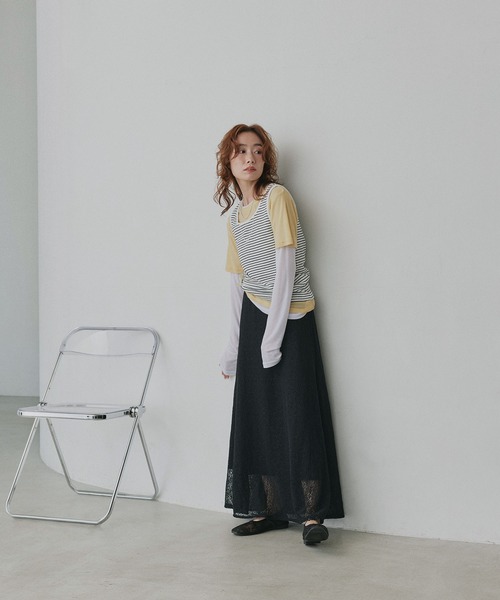 ad thie（アドティエ）の「レース ロングスカート（スカート・レディース・ブラック/オフホワイト・FREE）」の14枚目の写真