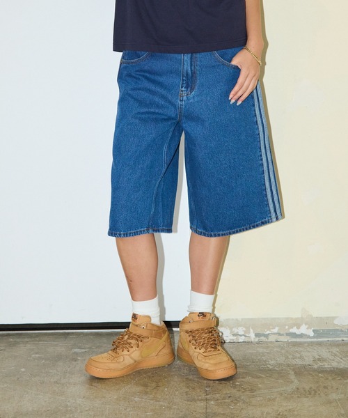 adidas(アディダス)の「adidas/サイドラインデニムハーフパンツ/ I8799,KD1500,KD1498,WF818 秋服 冬服(デニムパンツ・メンズ・ブルー・34inch/32inch/30inch/28inch)」の8枚目の写真