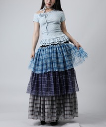 HOOK for girls ドット × ペプラムフリル　ローズコサージュ付き 半袖 トップス (SS)