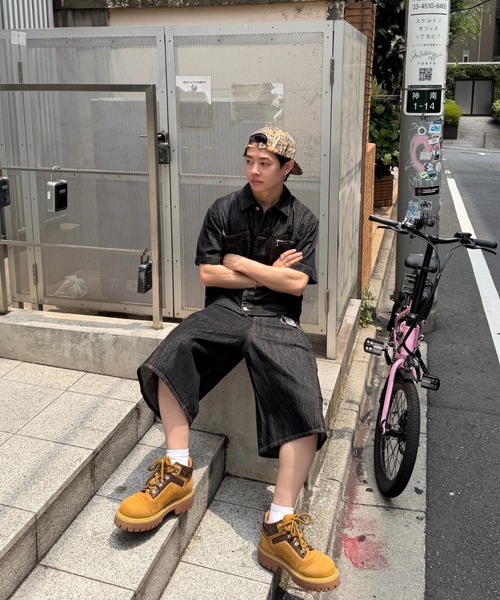 ADAMASTE(アダマスト)の「Western 3panel Buggy Denim Short - ウエスタン3パネルバギーデニムショーツ(デニムパンツ・メンズ・ブラック/インディゴブルー・SMALL/MEDIUM/LARGE)」の4枚目の写真
