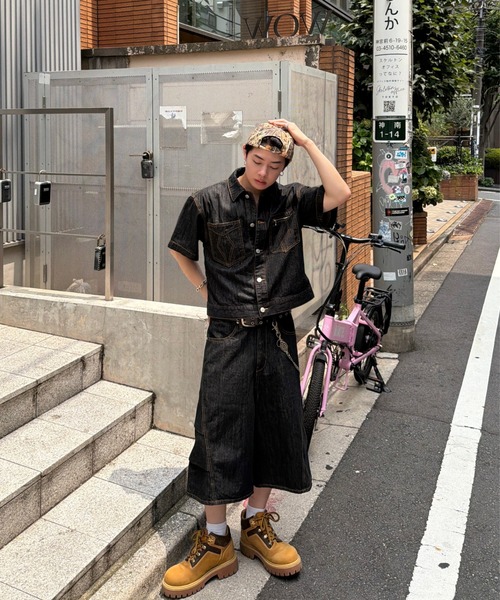ADAMASTE(アダマスト)の「Western 3panel Buggy Denim Short - ウエスタン3パネルバギーデニムショーツ(デニムパンツ・メンズ・ブラック/インディゴブルー・SMALL/MEDIUM/LARGE)」の5枚目の写真