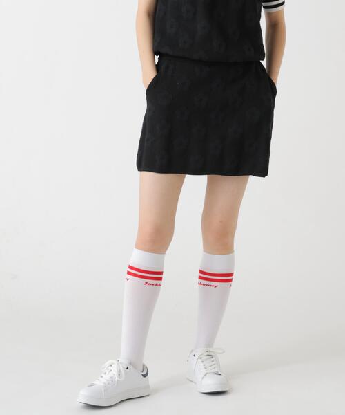 Jack Bunny!!(ジャックバニー)の「【Jack Bunny!!】【CINEMA MONOTONE】花柄ジャガードニットスカート(スカート・レディース・ブラック/イエロー・MEDIUM/LARGE/SMALL)」の1枚目の写真