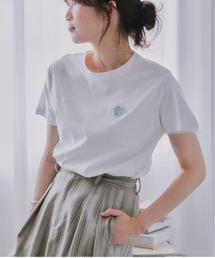 高身長 綿100%ハートラメ刺しゅうTシャツ(トールサイズ)Essenave