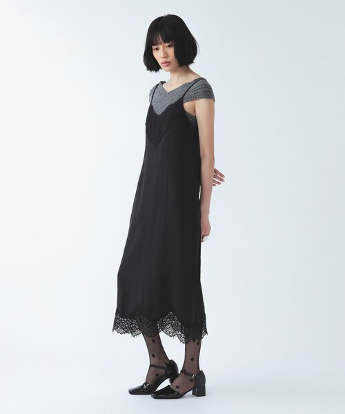Ray BEAMS(レイビームス)の「レース 切り替え Vネック キャミ ワンピース(ワンピース・レディース・ホワイト系その他6/ブラック・1/0)」の2枚目の写真