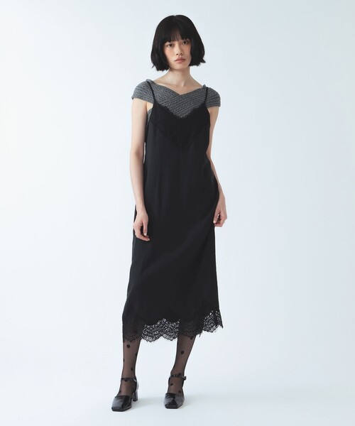 Ray BEAMS(レイビームス)の「レース 切り替え Vネック キャミ ワンピース(ワンピース・レディース・ホワイト系その他6/ブラック・1/0)」の3枚目の写真
