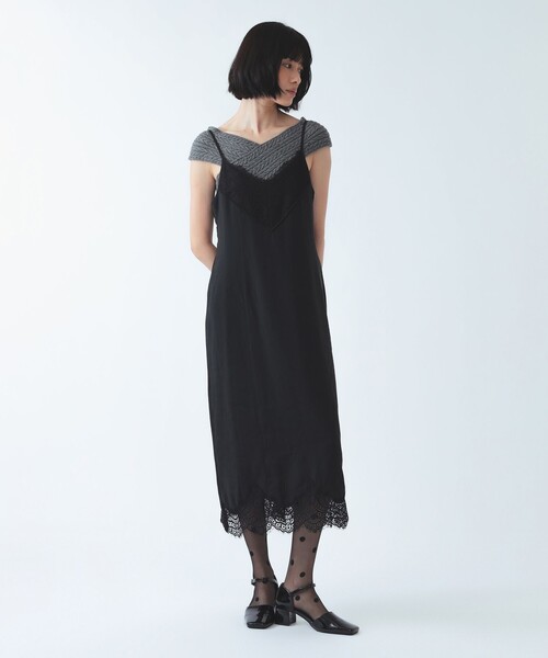 Ray BEAMS(レイビームス)の「レース 切り替え Vネック キャミ ワンピース(ワンピース・レディース・ホワイト系その他6/ブラック・1/0)」の4枚目の写真