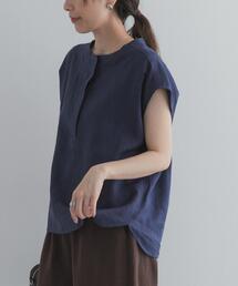 URBAN RESEARCH DOORS | リネンスキッパーフレンチブラウス|フレンチスリーブ/麻/涼しい/オンオフ(シャツ/ブラウス)