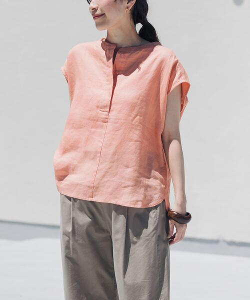 URBAN RESEARCH DOORS（アーバンリサーチドアーズ）の「リネンスキッパーフレンチブラウス（シャツ/ブラウス・レディース・ネイビー/オレンジ系その他/ブルー/オフホワイト・FREE）」の4枚目の写真
